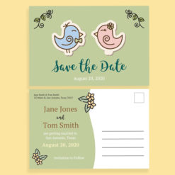 Customize your own Love Birds Wedding Save the Date Postcard