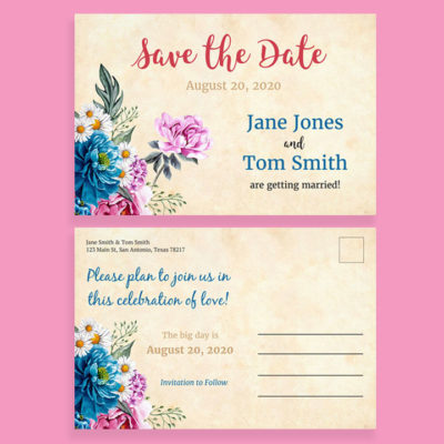 Customise thie Flower Theme Wedding Save the Date Postcard