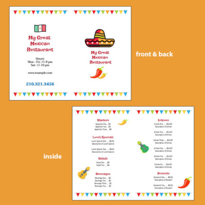 Customize this Mexican Food Menu